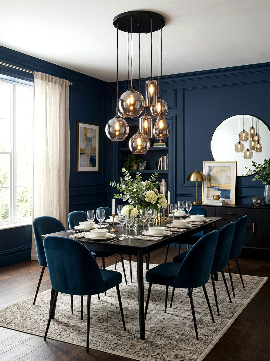 Smoked glass dining pendant - 30 dramatic pendant cluster ideas