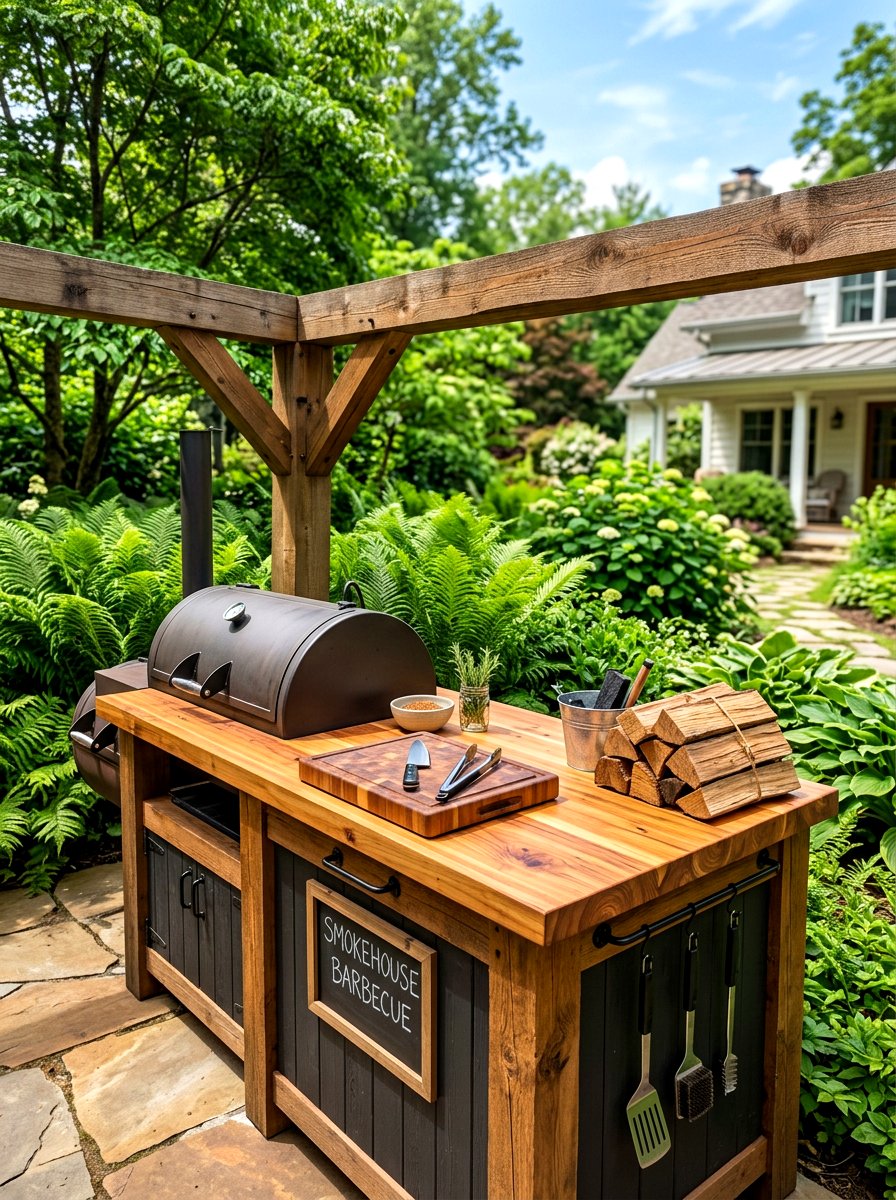 Smoker Station With Wood Countertop - 30 smoker patio corner ideas