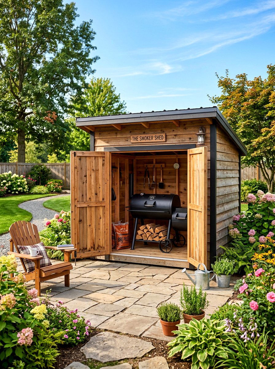 Smoker Storage Shed - 30 smoker patio corner ideas