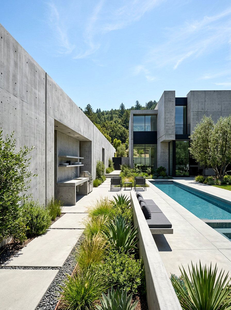 Smooth Poured Concrete Wall - 30 garden retaining wall ideas