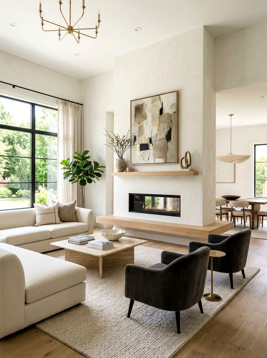 Smooth finish limewash fireplace - 30 limewash fireplace ideas