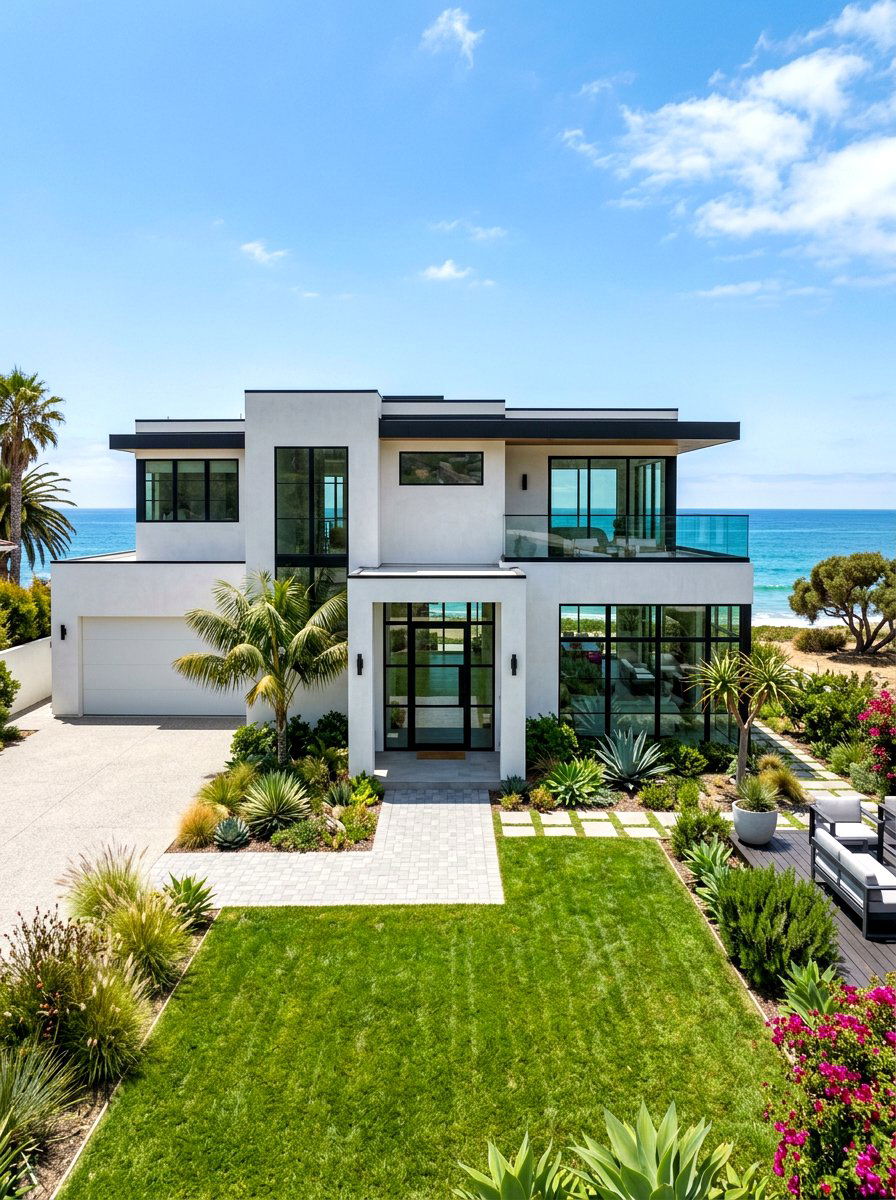 Smooth finish white stucco - 30 clay stucco exterior ideas
