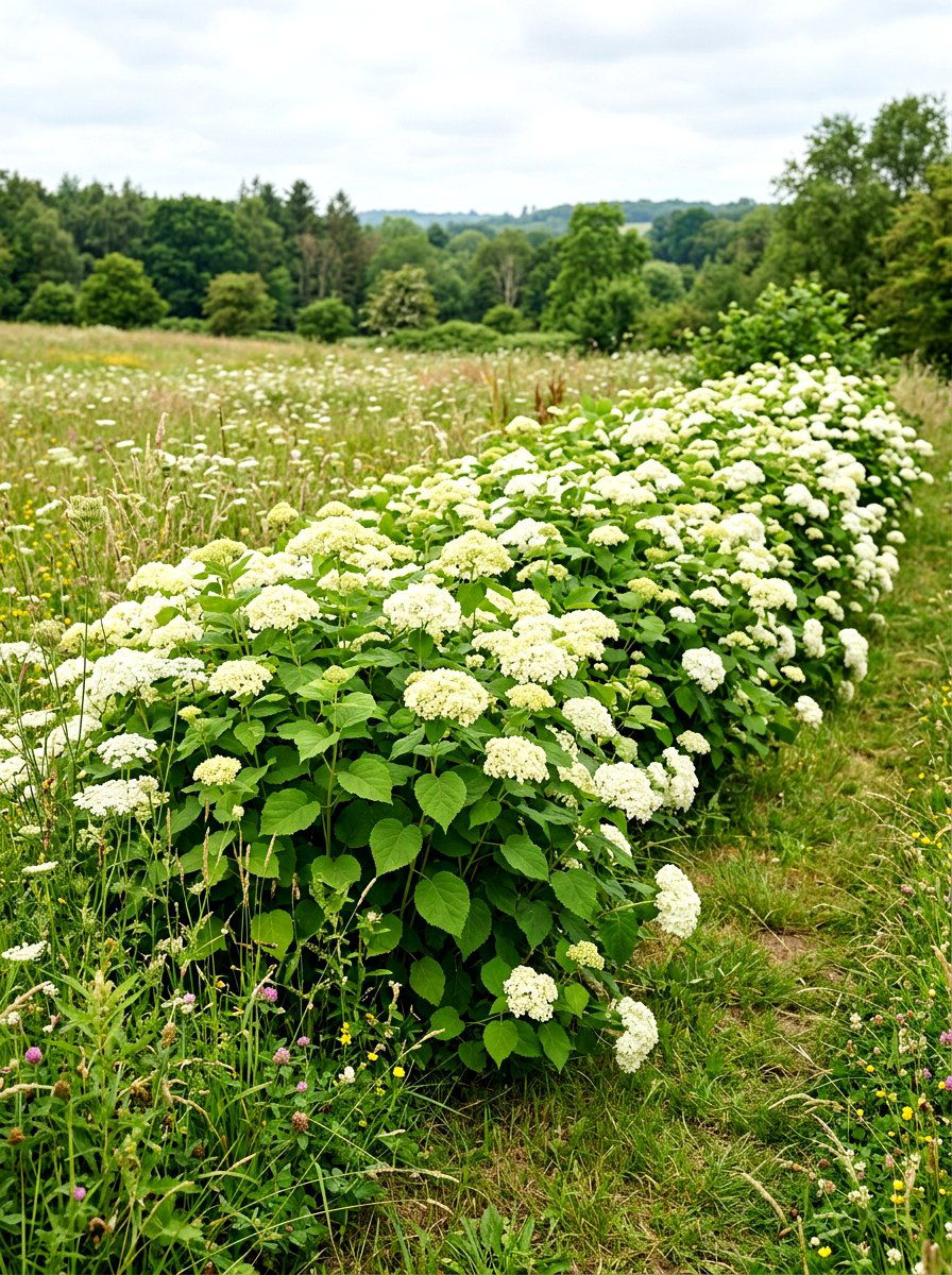 Smooth hydrangea natural screen - 30 hydrangea hedge ideas
