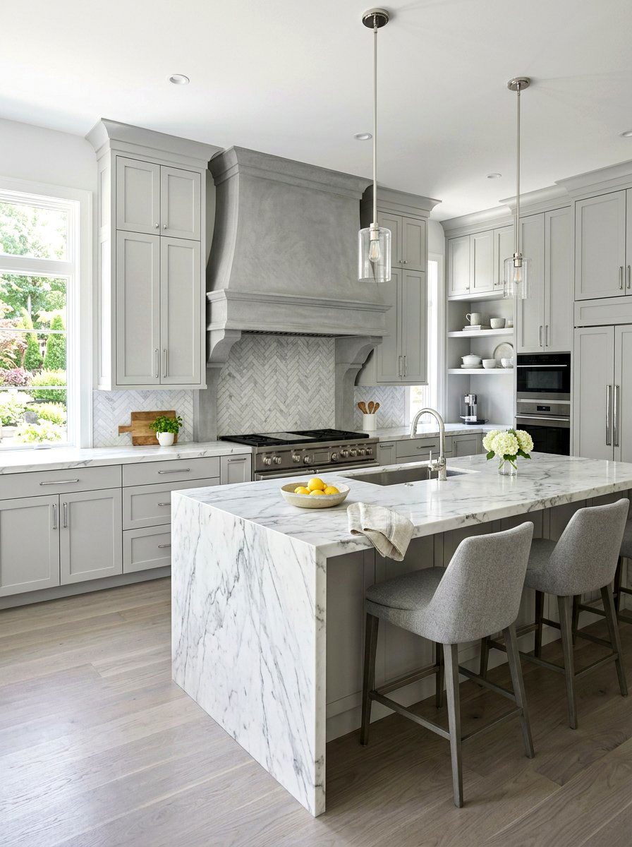 Smooth stone hood - 30 stone hood kitchen ideas