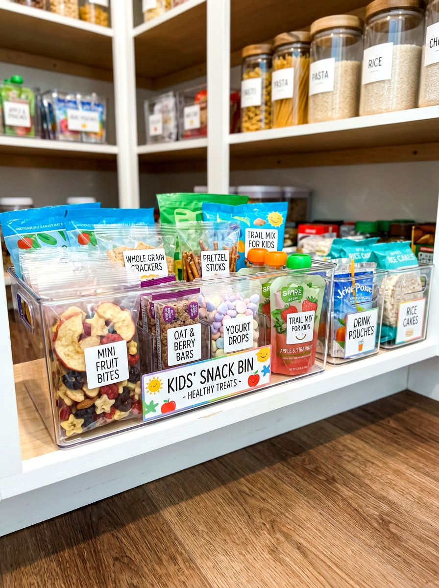 Snack Bin For Kids - 30 pantry organization ideas