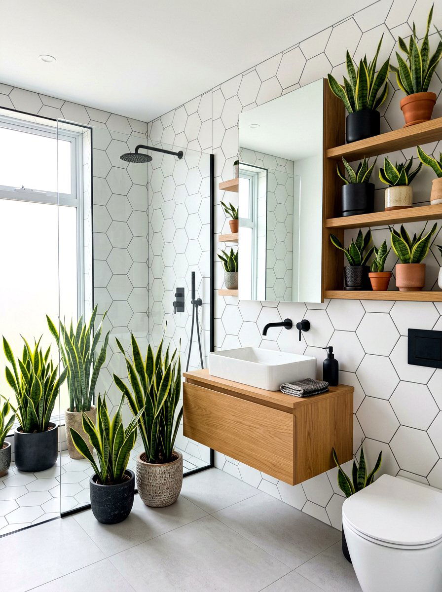 Snake Plant Bathroom Decor - 30 bathroom jungle ideas