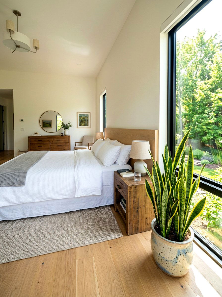 Snake plant bedroom - 30 sustainable home decor ideas