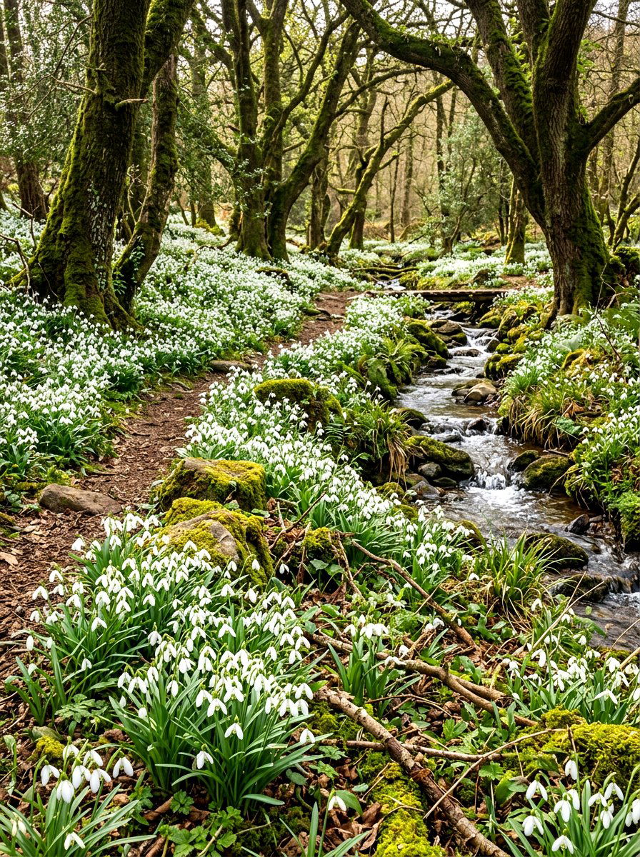 Snowdrop Woodland Area - 30 bulb garden ideas