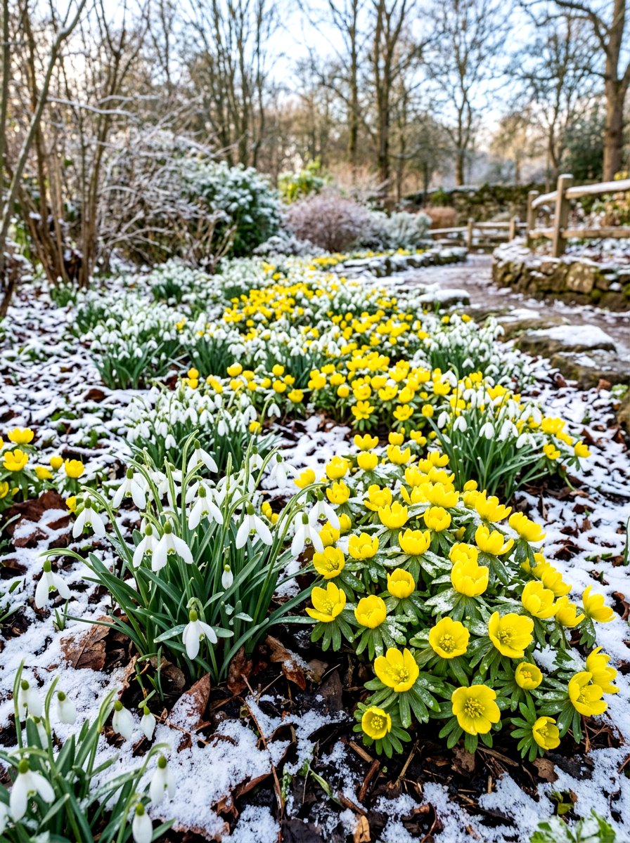 Snowdrop and winter aconite layer - 30 bulb layer planting ideas