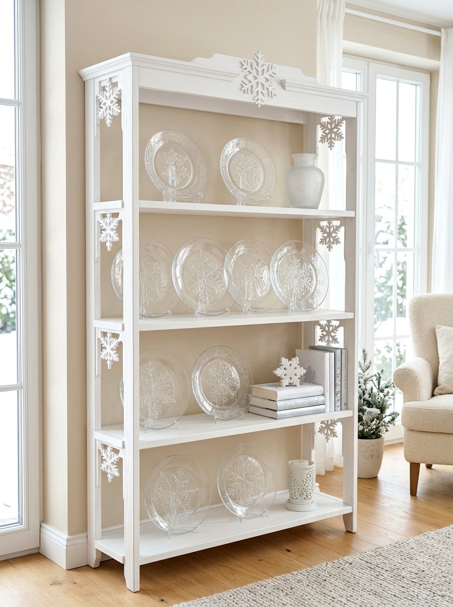 Snowflake Motif Shelf - 30 winter shelf styling ideas