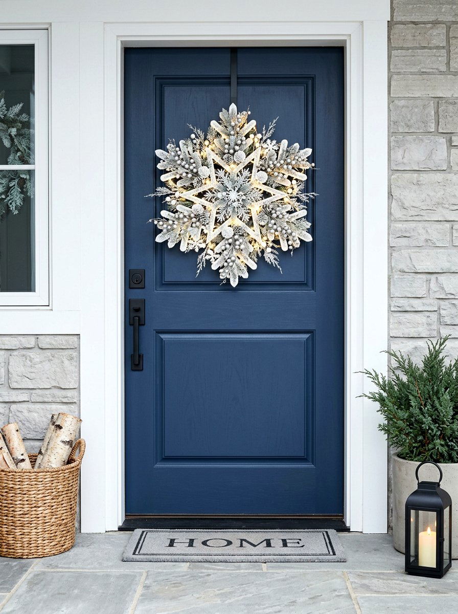 Snowflake Winter Wreath - 30 winter wreath ideas