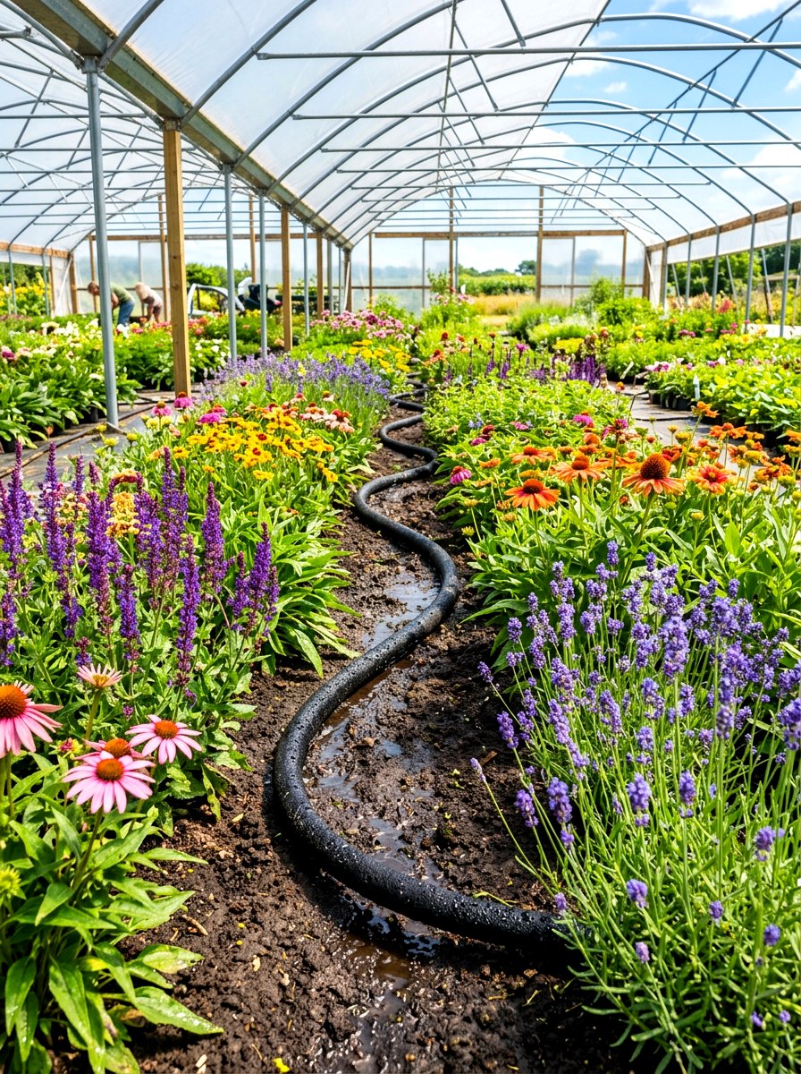 Soaker Hose Irrigation Line - 30 greenhouse watering setup ideas