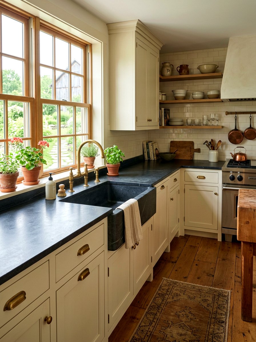 Soapstone Integrated Sink - 30 slab stone kitchen ideas