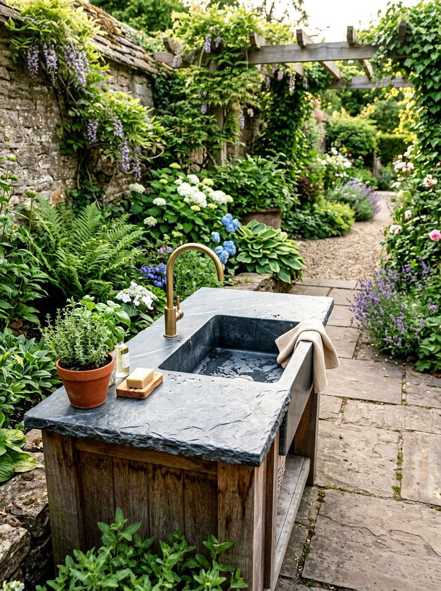 Soapstone Outdoor Sink - 30 outdoor utility sink ideas