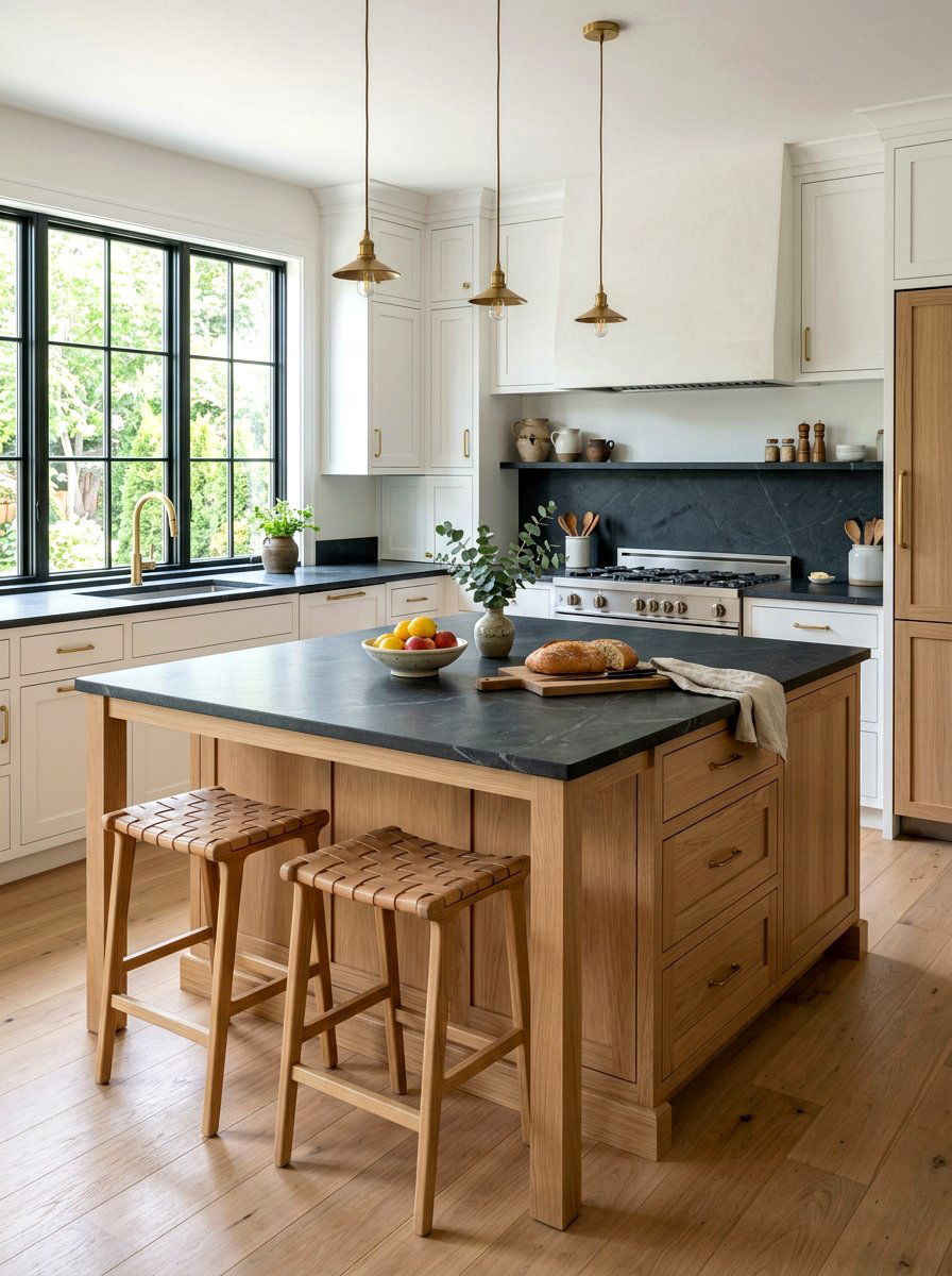 Soapstone Top Kitchen Island - 30 modern farmhouse kitchen island ideas