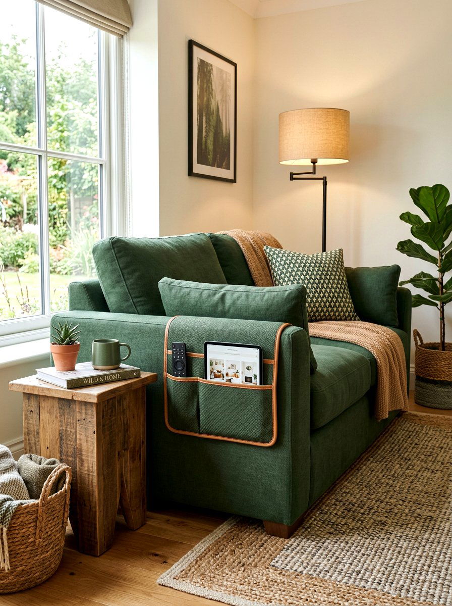 Sofa Armrest Organizer - 30 apartment organization reset ideas