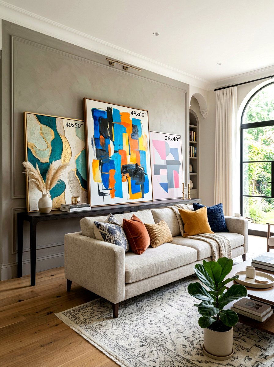 Sofa Art Layering - 30 leaning art wall ideas