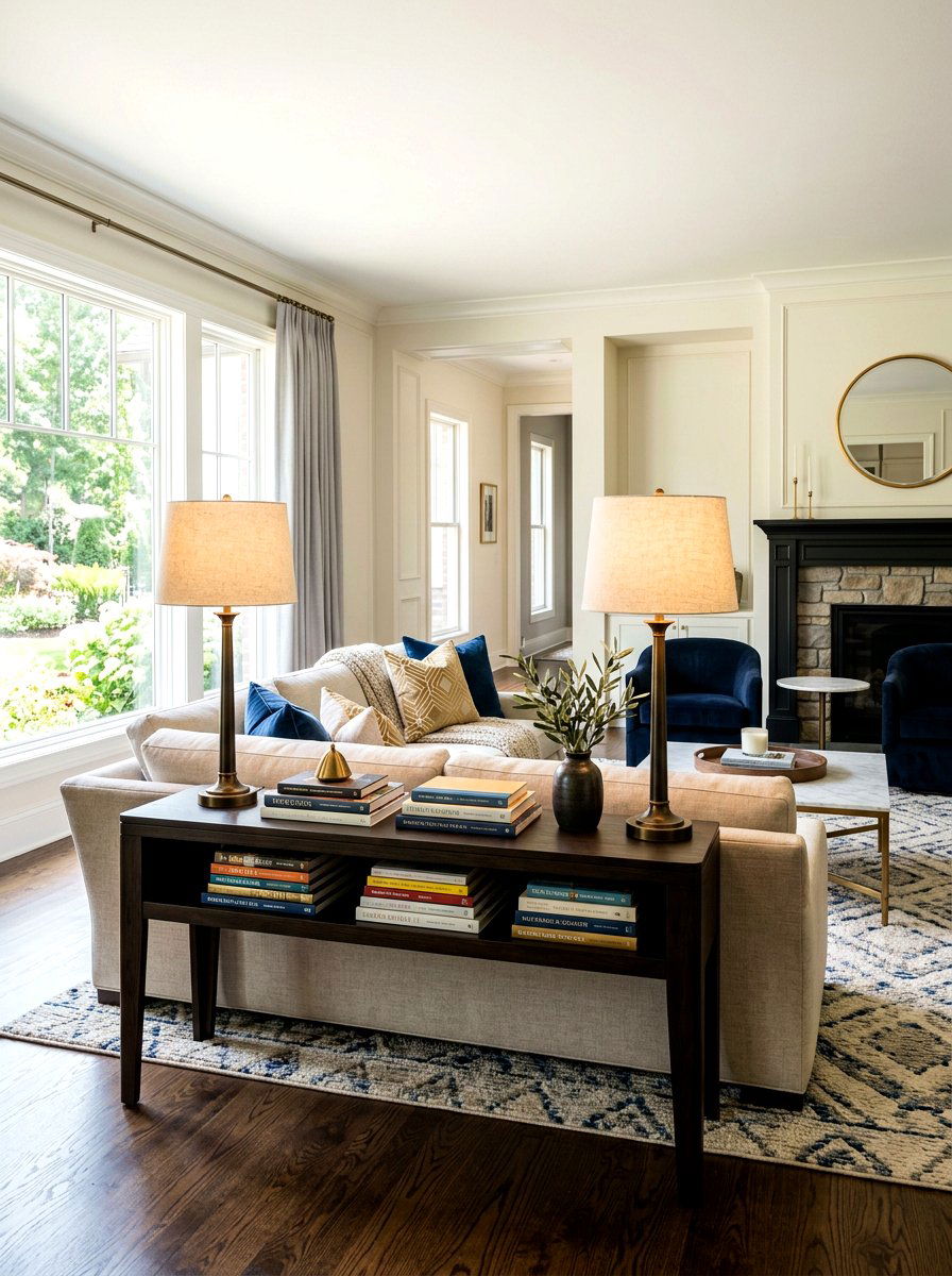 Sofa Back Table Decor - 30 stacked books decor ideas