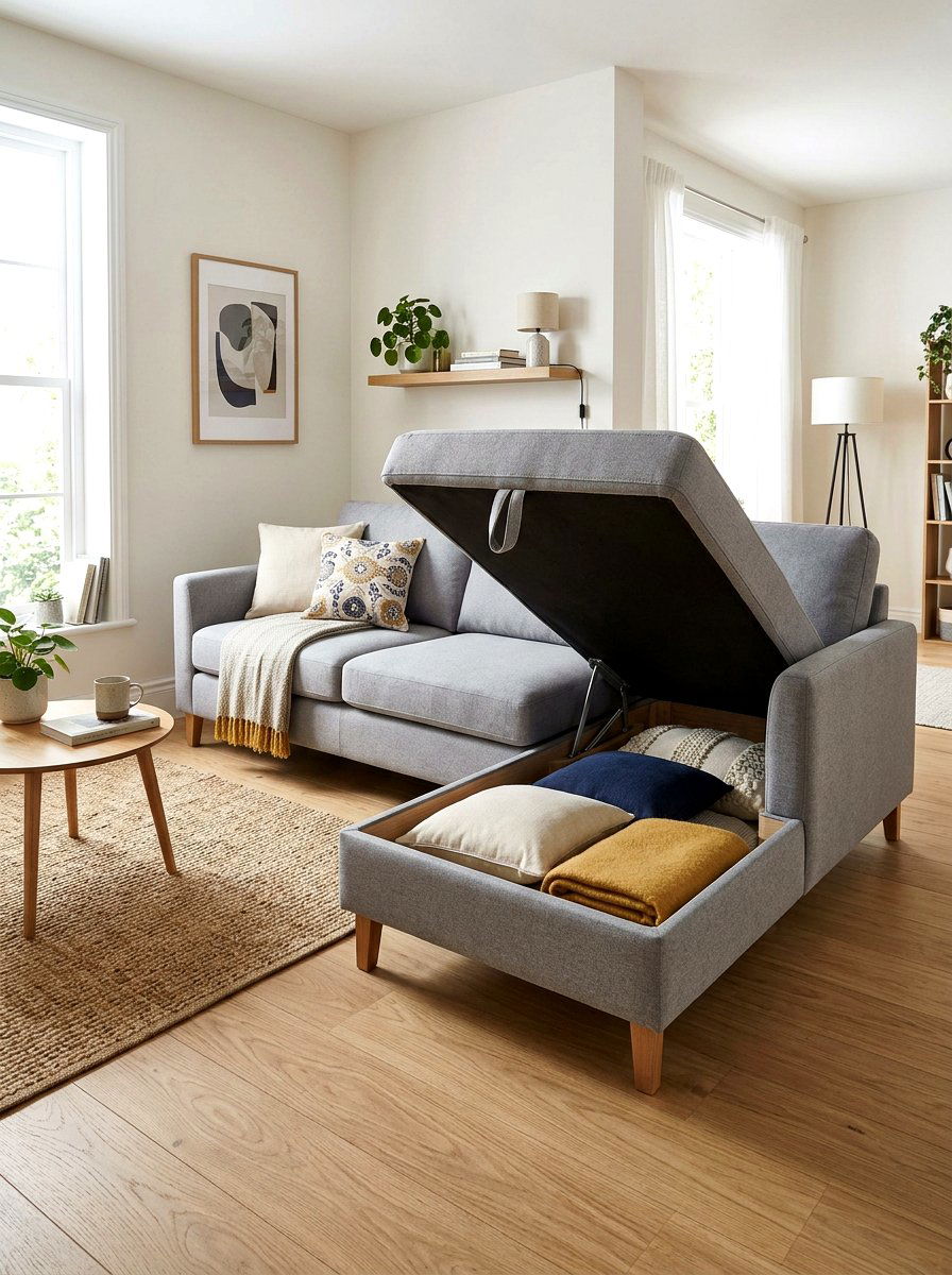 Sofa Hidden Compartment Storage - 30 studio apartment storage ideas