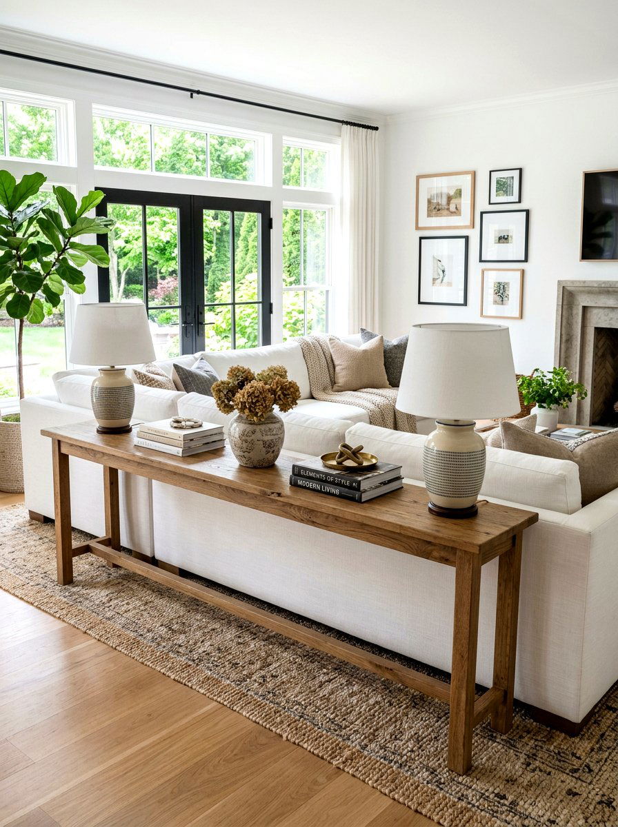 Sofa back console - 30 screen free living room ideas