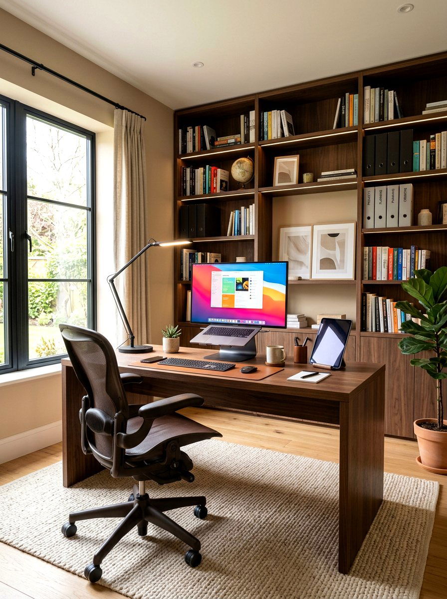 Soft Beige Home Office - 30 warm neutral paint ideas
