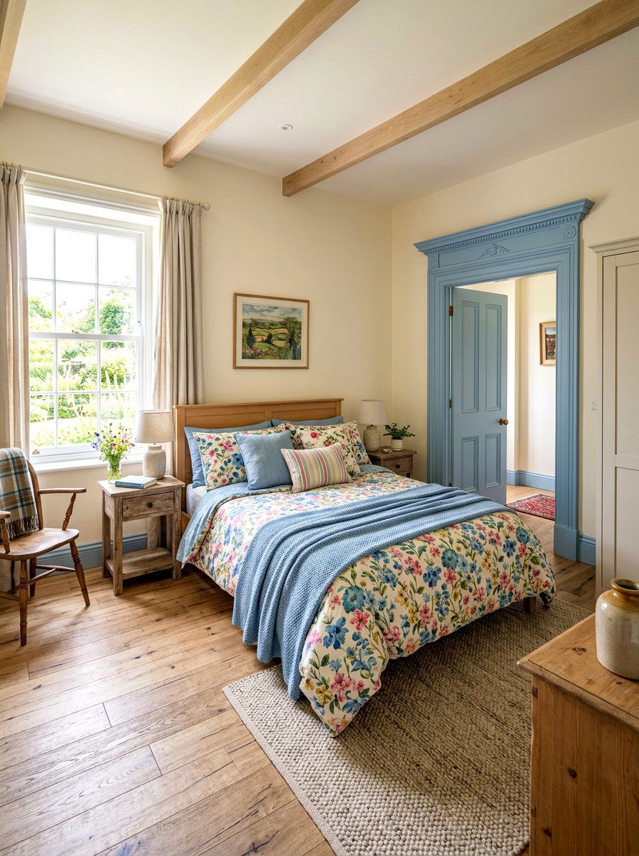 Soft Blue Door Casing Cottage Bedroom - 30 contrast trim wall ideas