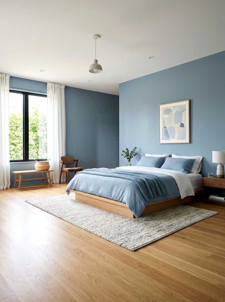 Soft Blue Minimalist Bedroom - 30 ocean blue bedroom ideas