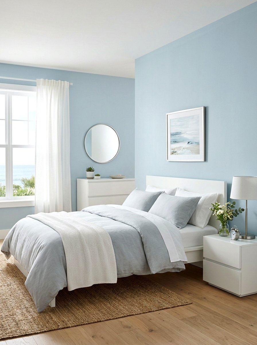 Soft Blue Wall Color - 30 low stimulation bedroom decor ideas