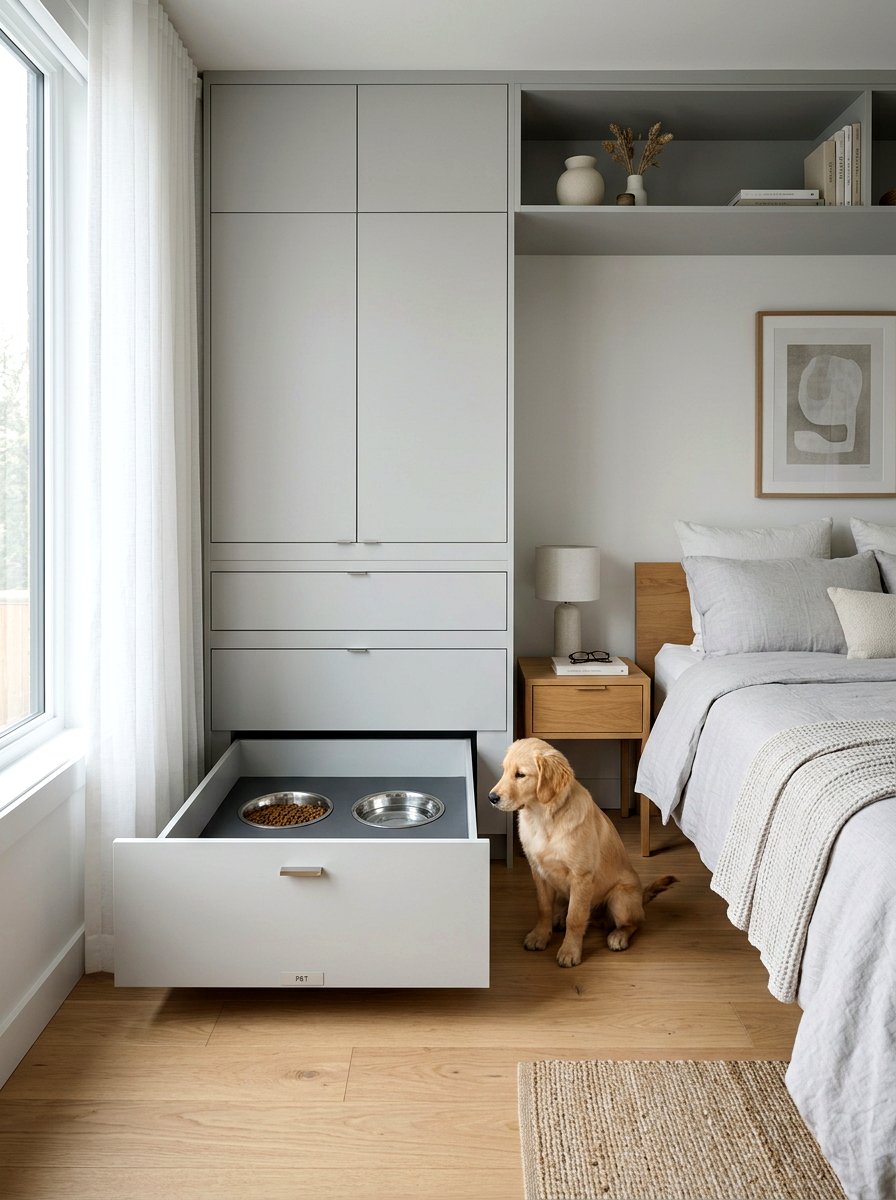 Soft Close Pet Feeding Drawer - 30 pet feeding drawer ideas aesthetic