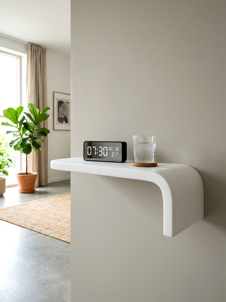 Soft Curved Floating Ledge - 30 wall mounted nightstand ideas