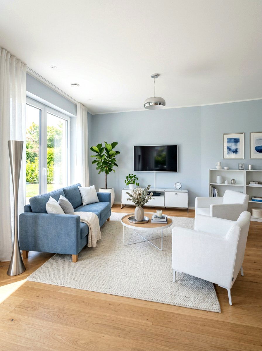 Soft Denim Blue Living Room - 30 denim blue living room ideas