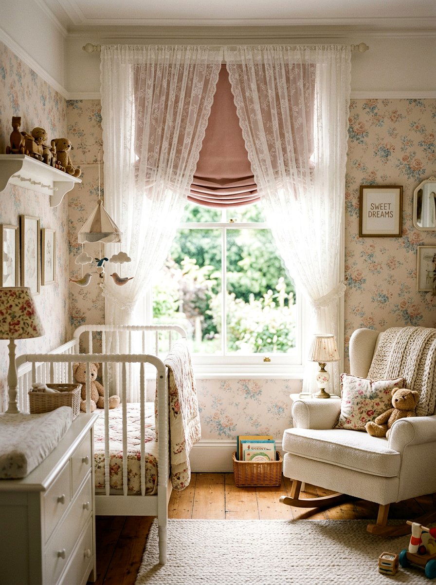 Soft Fold Roman Shade With Lace Curtains - 30 blind and curtain combo ideas