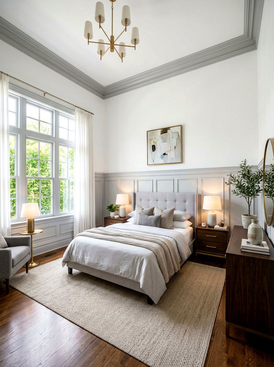 Soft Gray Trim Bedroom - 30 painted trim bedroom ideas