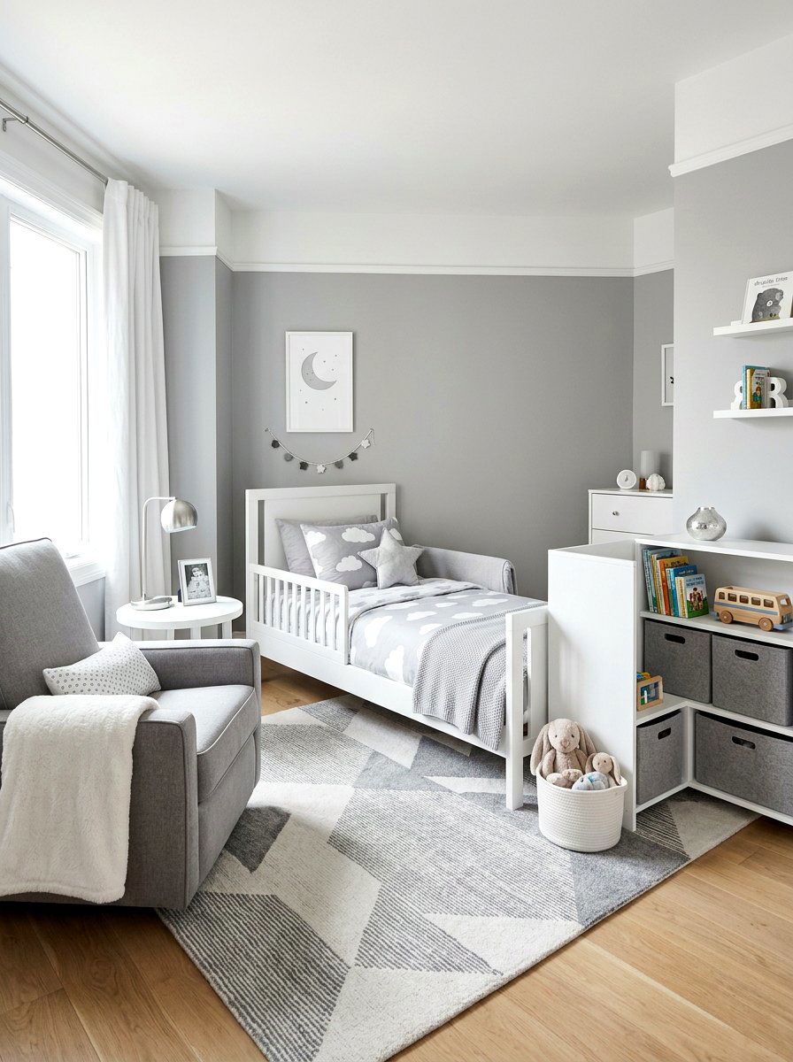 Soft Grey Toddler Bedroom - 30 neutral toddler room ideas