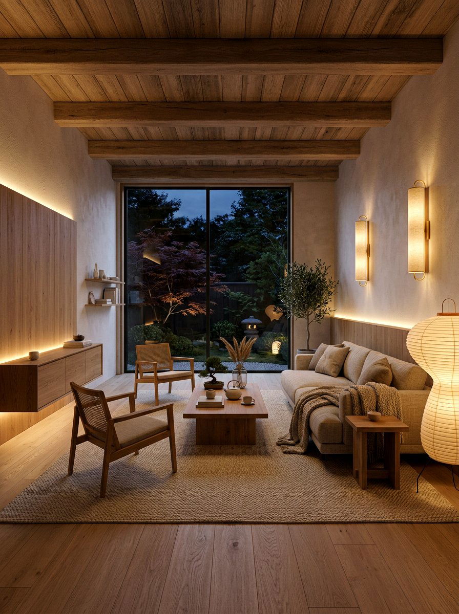 Soft Indirect Lighting - 30 Japandi living room ideas