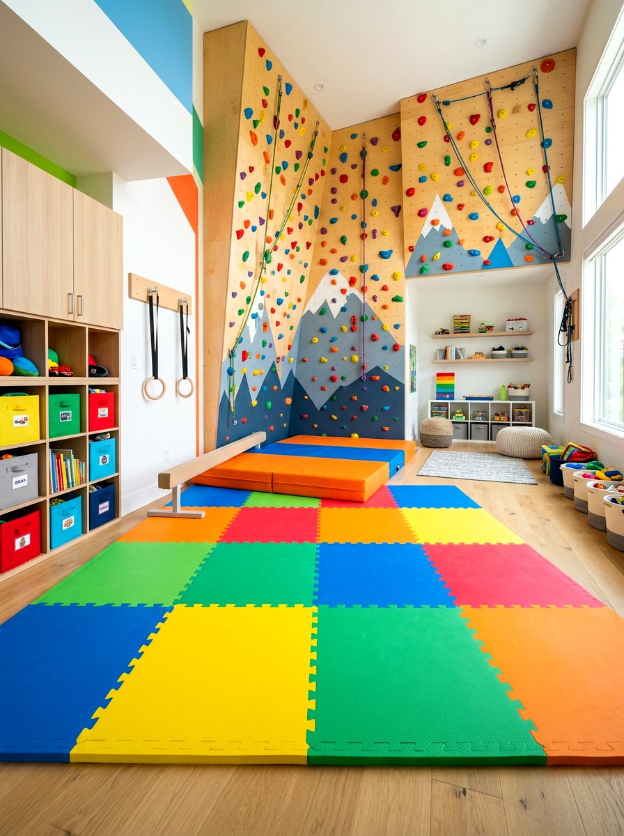 Soft Landing Mats - 30 climbing wall playroom ideas