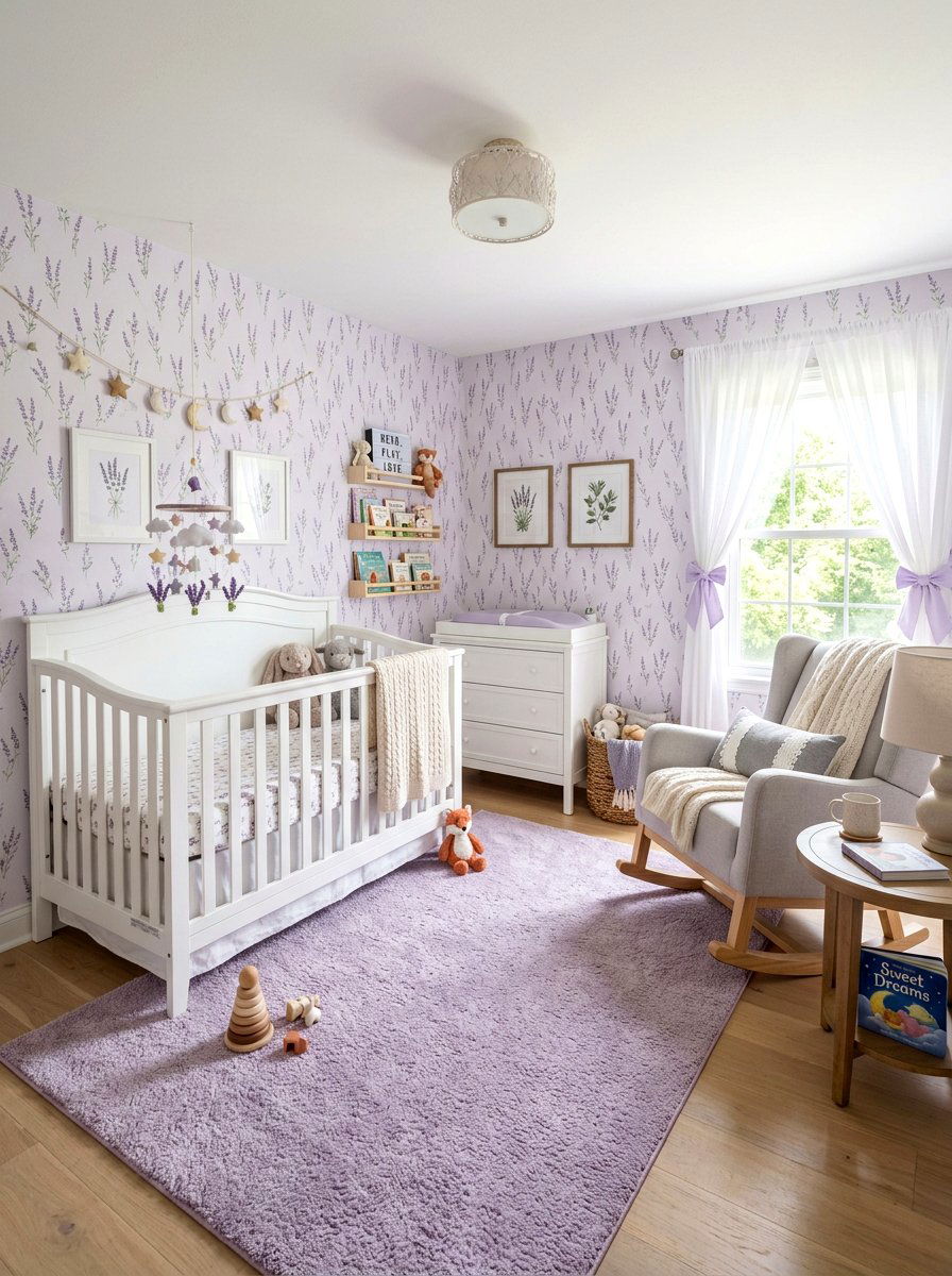 Soft Lavender Nursery Wallpaper - 30 spring floral wallpaper ideas