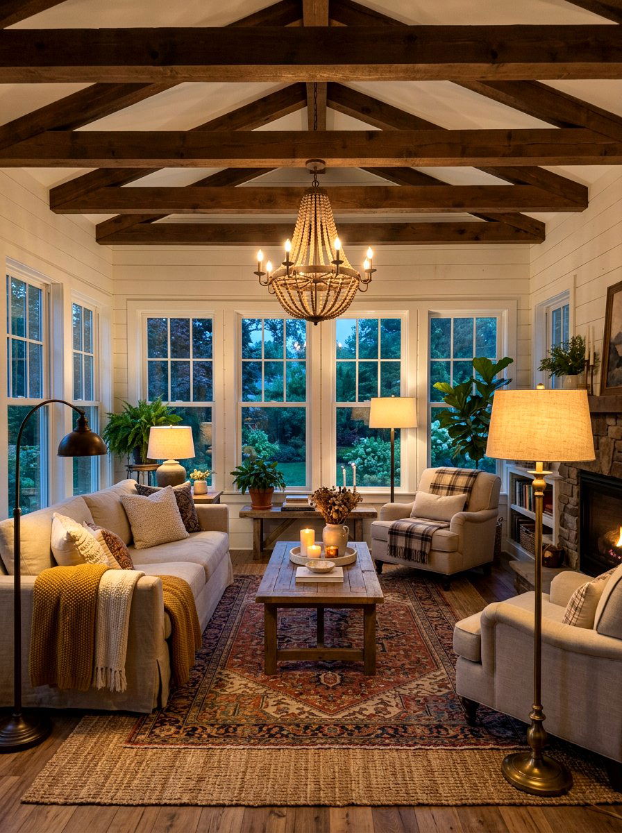 Soft Lighting Sunroom - 30 farmhouse sunroom ideas
