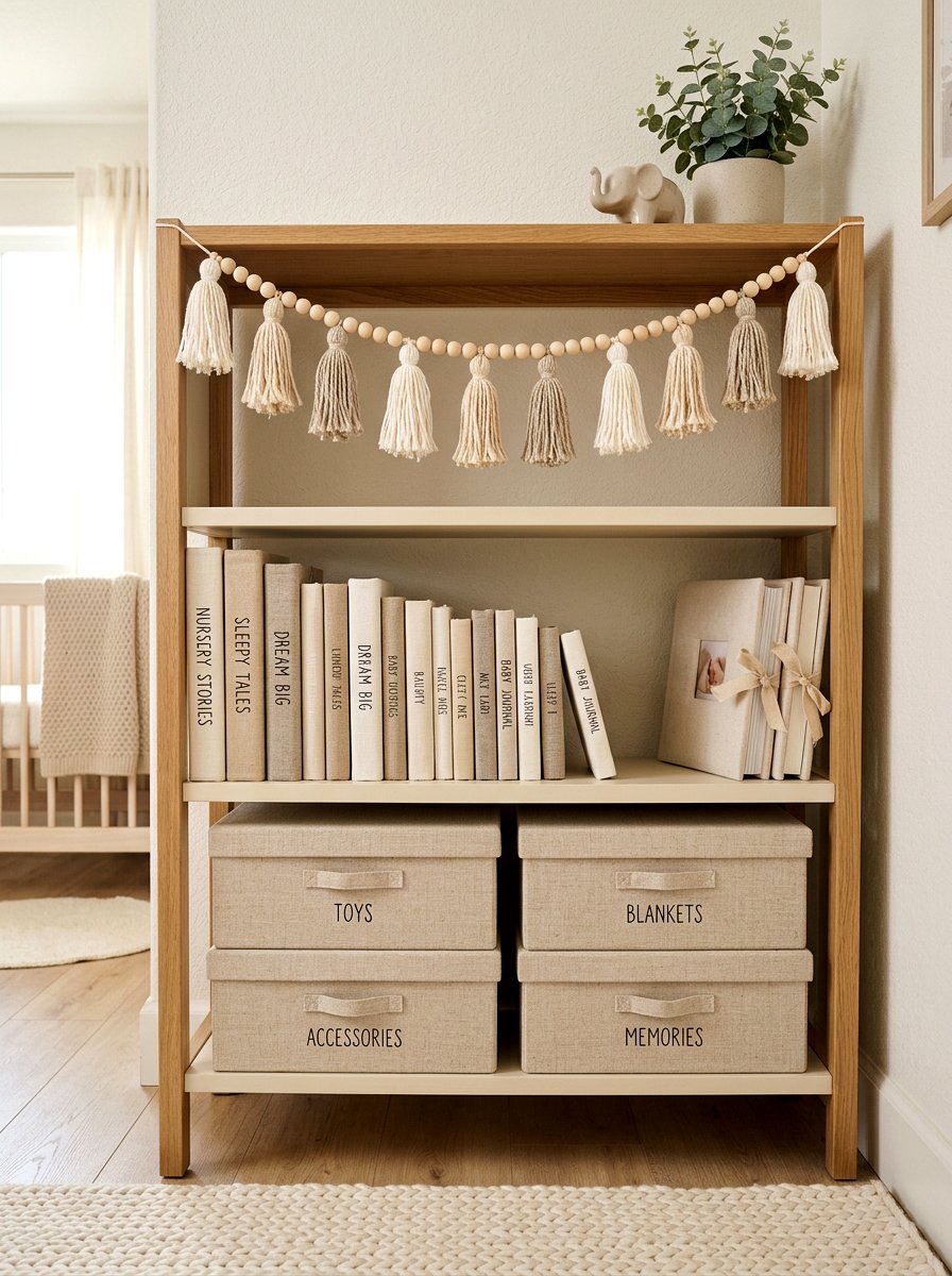Soft Linen Shelf - 30 seasonal shelf decor ideas
