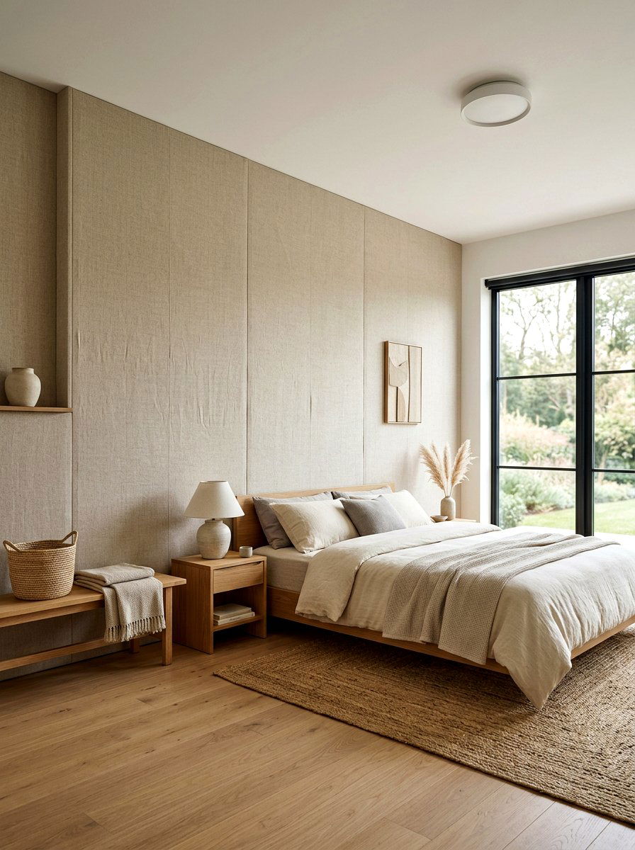 Soft Linen Wrapped Wall - 30 wall wrapped headboard ideas