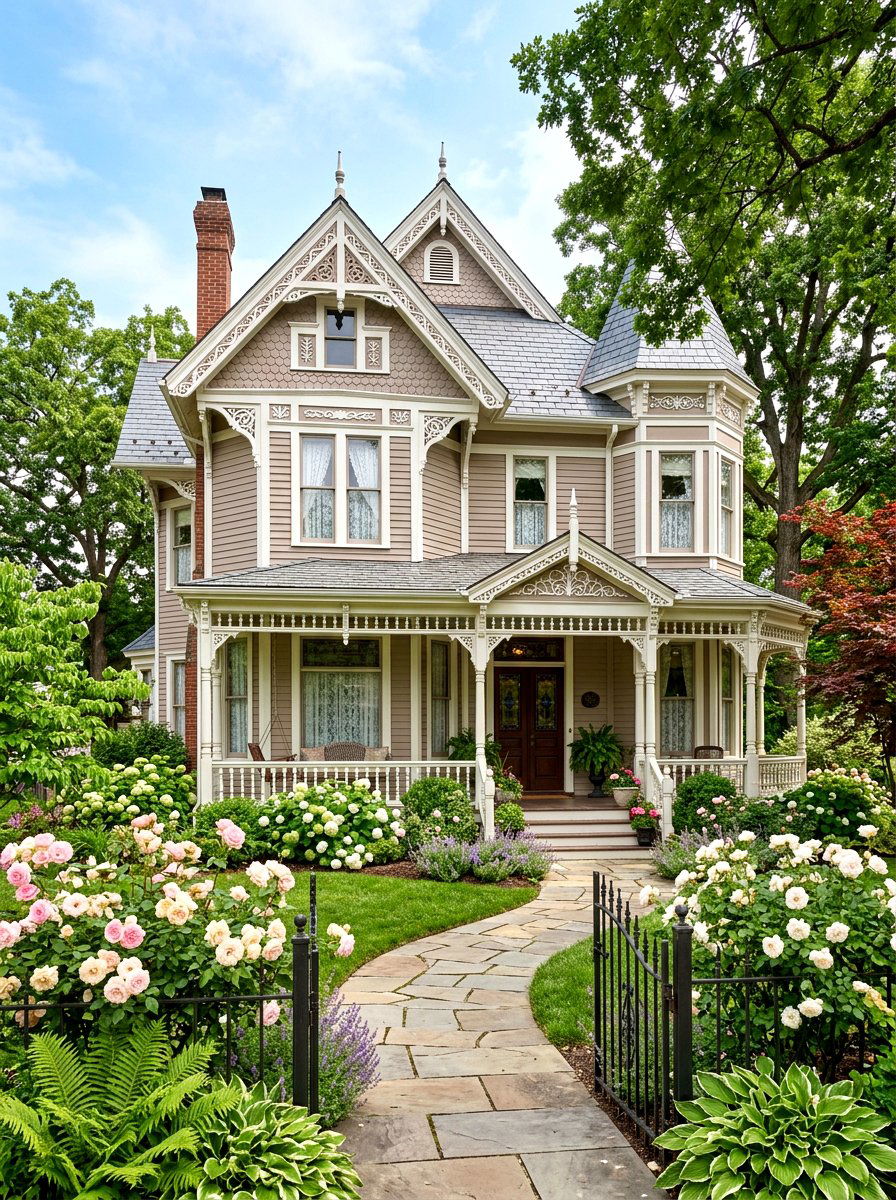 Soft Mushroom Victorian Exterior - 30 mushroom exterior paint ideas