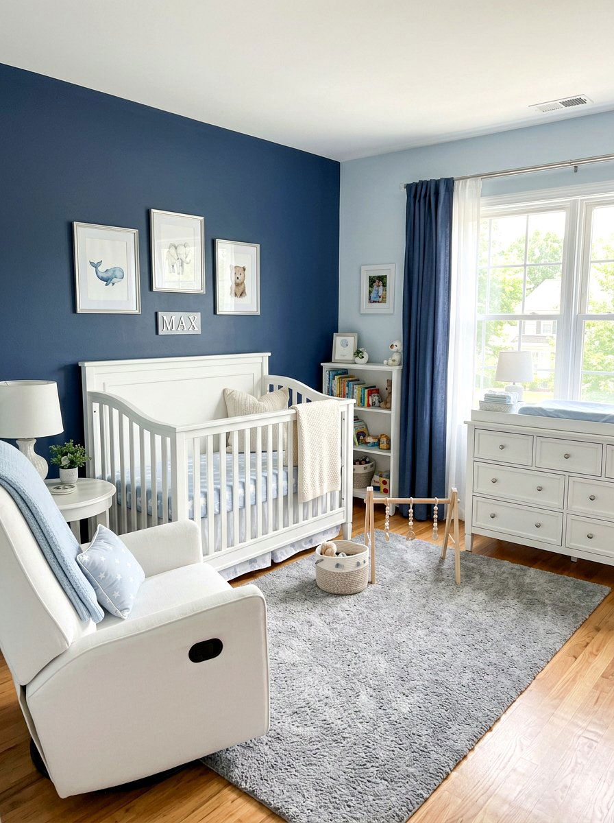 Soft Navy and Powder Blue - 30 baby room ideas