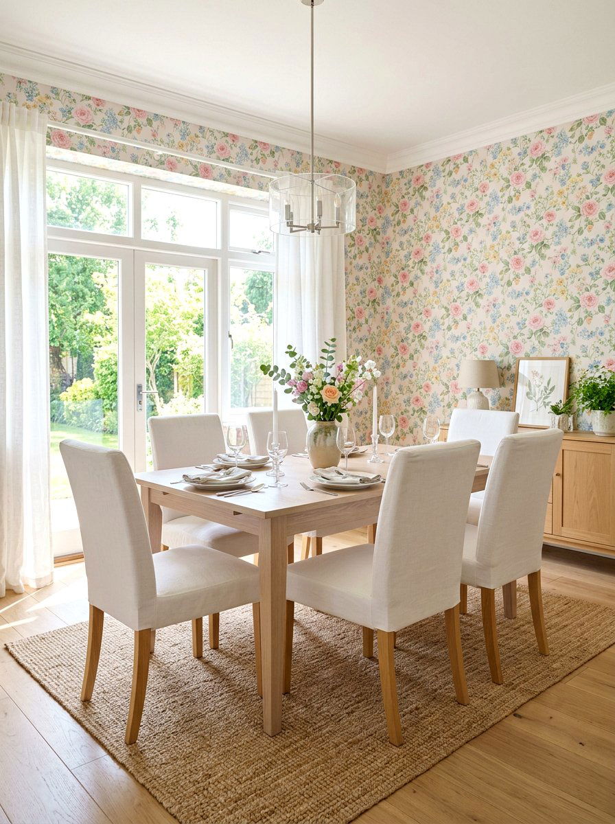 Soft Pastel Floral Wallpaper - 30 floral dining wallpaper ideas