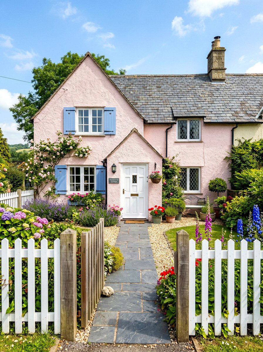 Soft Pastel Stucco Cottage - 30 stucco house exterior ideas