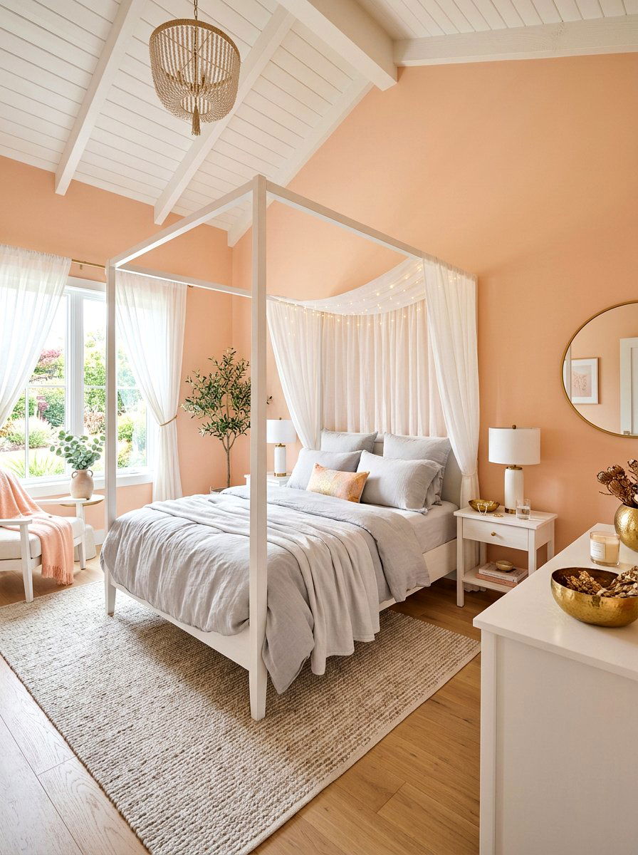 Soft Peach Bedroom - 30 healing color bedroom ideas