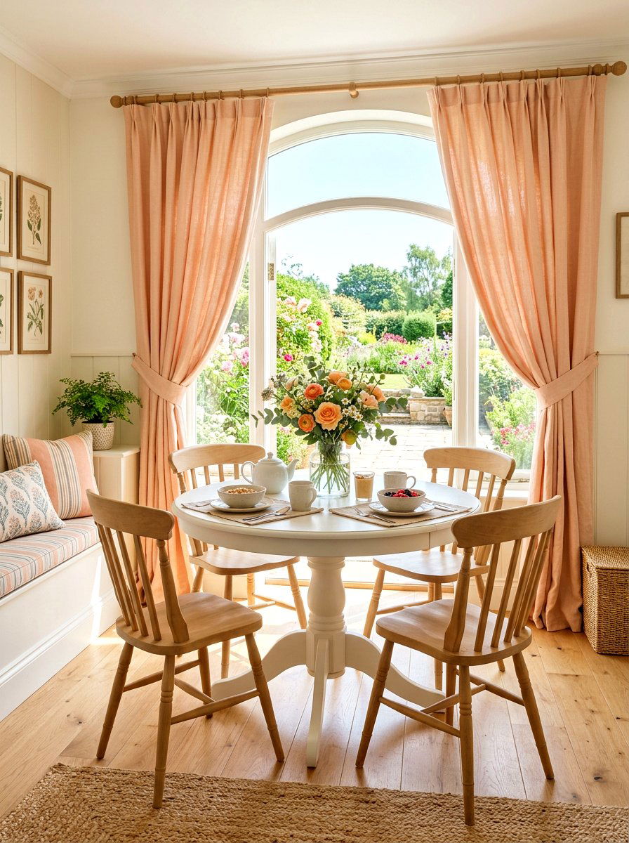 Soft Peach Curtains For Morning Nook - 30 drapery color ideas