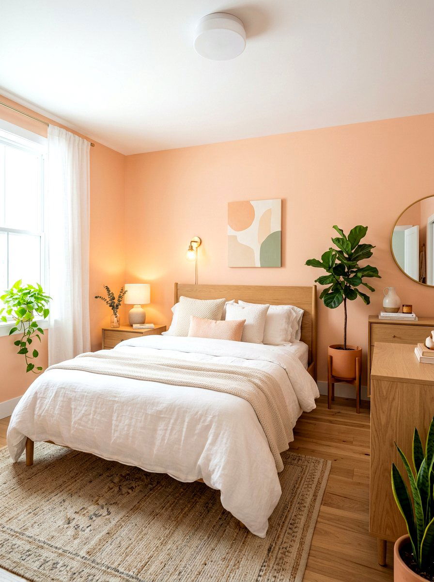 Soft Peach Paint - 30 spring bedroom glow up ideas
