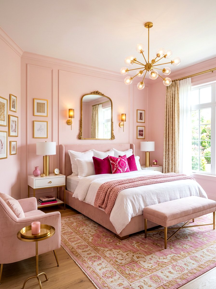 Soft Pink And Gold Bedroom - 30 bedroom color scheme ideas