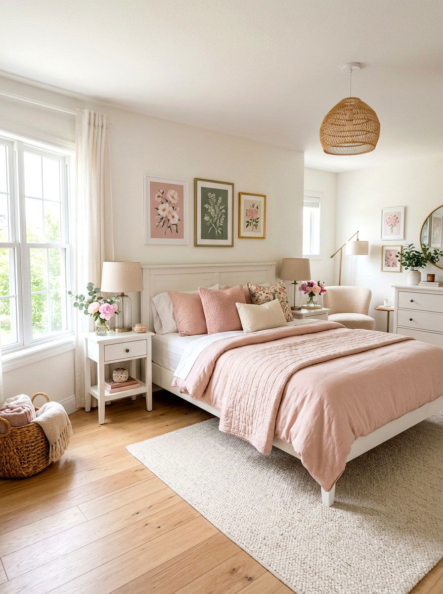Soft Pink Bedding - 30 cottage romantic bedroom ideas