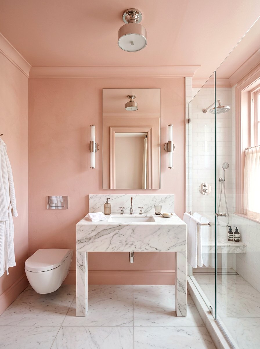 Soft Pink Guest Bathroom - 30 bathroom drenching ideas